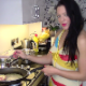 A dark-haired British girl shows off her culinary skill by preparing a special meal garnished with a nice solid turd. Do remember to eat your peas! Presented in 720P HD. 253MB, MP4 file. About 11 minutes.